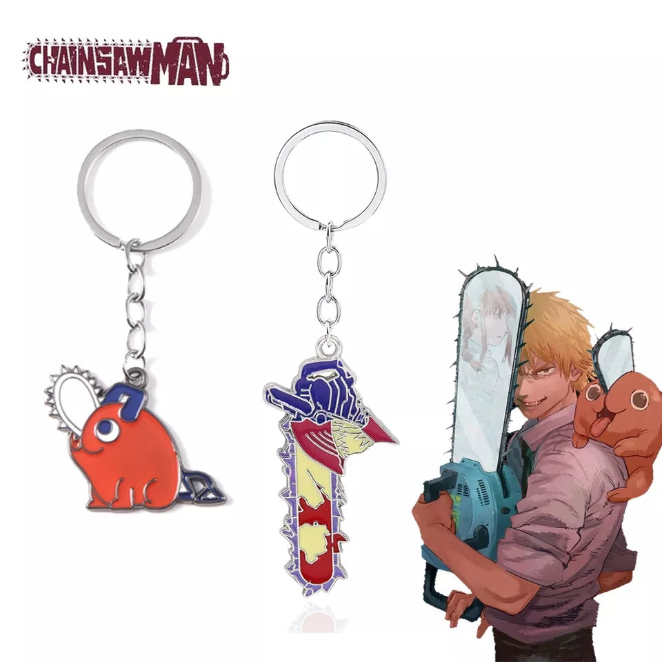 Chainsaw man ensemble collection 2 portes clef et 1 pendentif