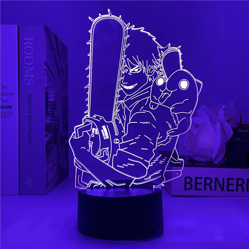 Chainsaw man veilleuse 16 couleurs lampe led 16 couleurs decoration collection manga denji power