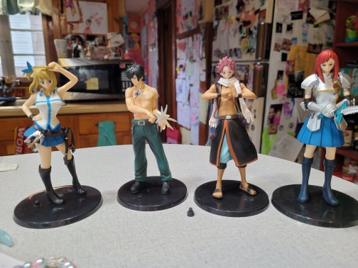 Figurines fairy tail lot de 4 pieces statuette collection manga 15 cm