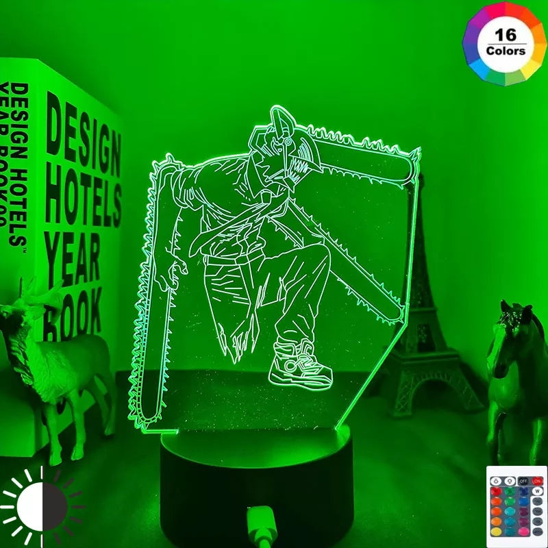 Chainsaw man veilleuse 16 couleurs lampe led 16 couleurs decoration collection manga denji power