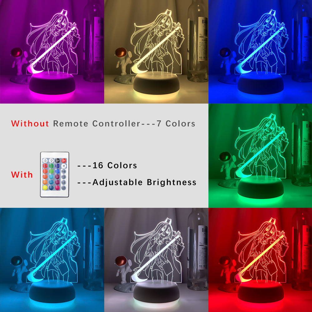 Chainsaw man veilleuse 16 couleurs lampe led 16 couleurs decoration collection manga denji power