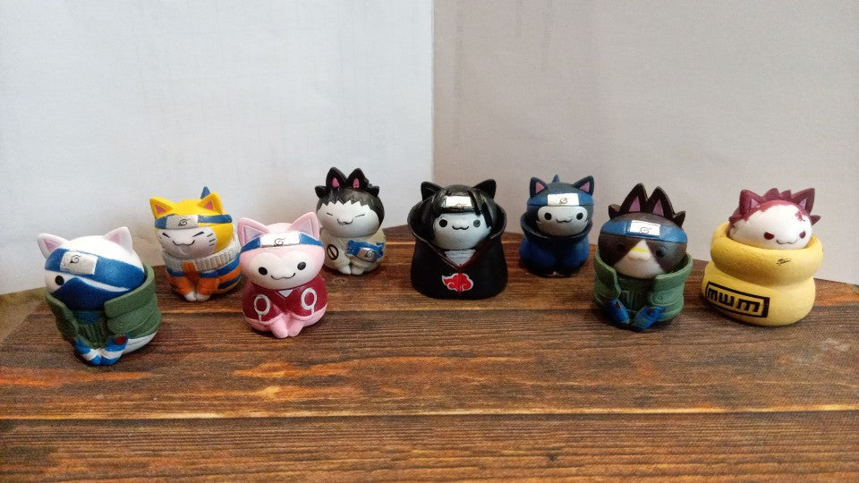 Figurines Naruto chat lot de 8 pieces Kawaii Mini Version PVC Model Action Doll Cartoon Toys 4cm