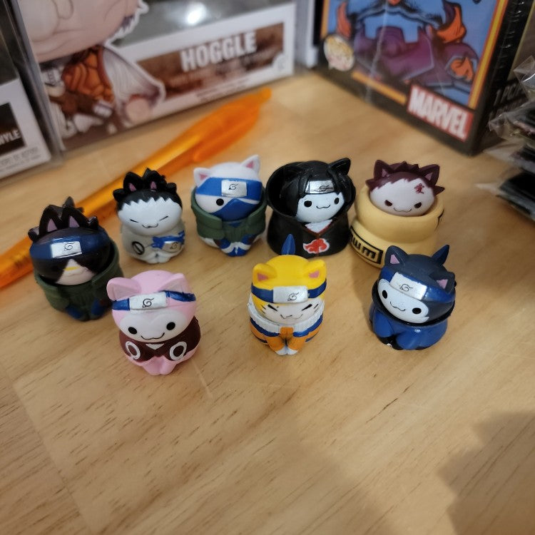 Figurines Naruto chat lot de 8 pieces Kawaii Mini Version PVC Model Action Doll Cartoon Toys 4cm