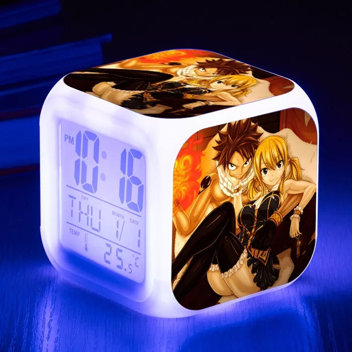 Fairy tail reveil led 7 couleurs fonction thermometre veilleuse decoration collection manga