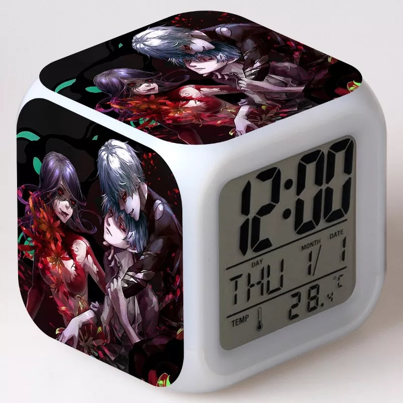 Tokyo ghoul reveil led 7 couleurs thermometre ken kaneki  veilleuse decoration collection manga