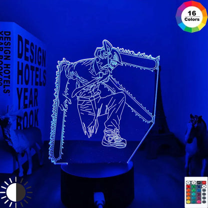 Chainsaw man veilleuse 16 couleurs lampe led 16 couleurs decoration collection manga denji power