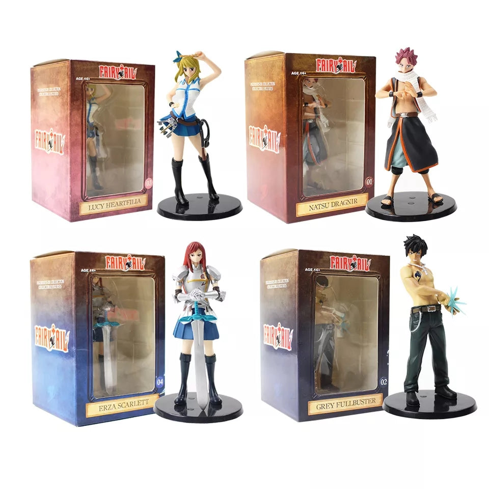 Figurines fairy tail lot de 4 pieces statuette collection manga 15 cm