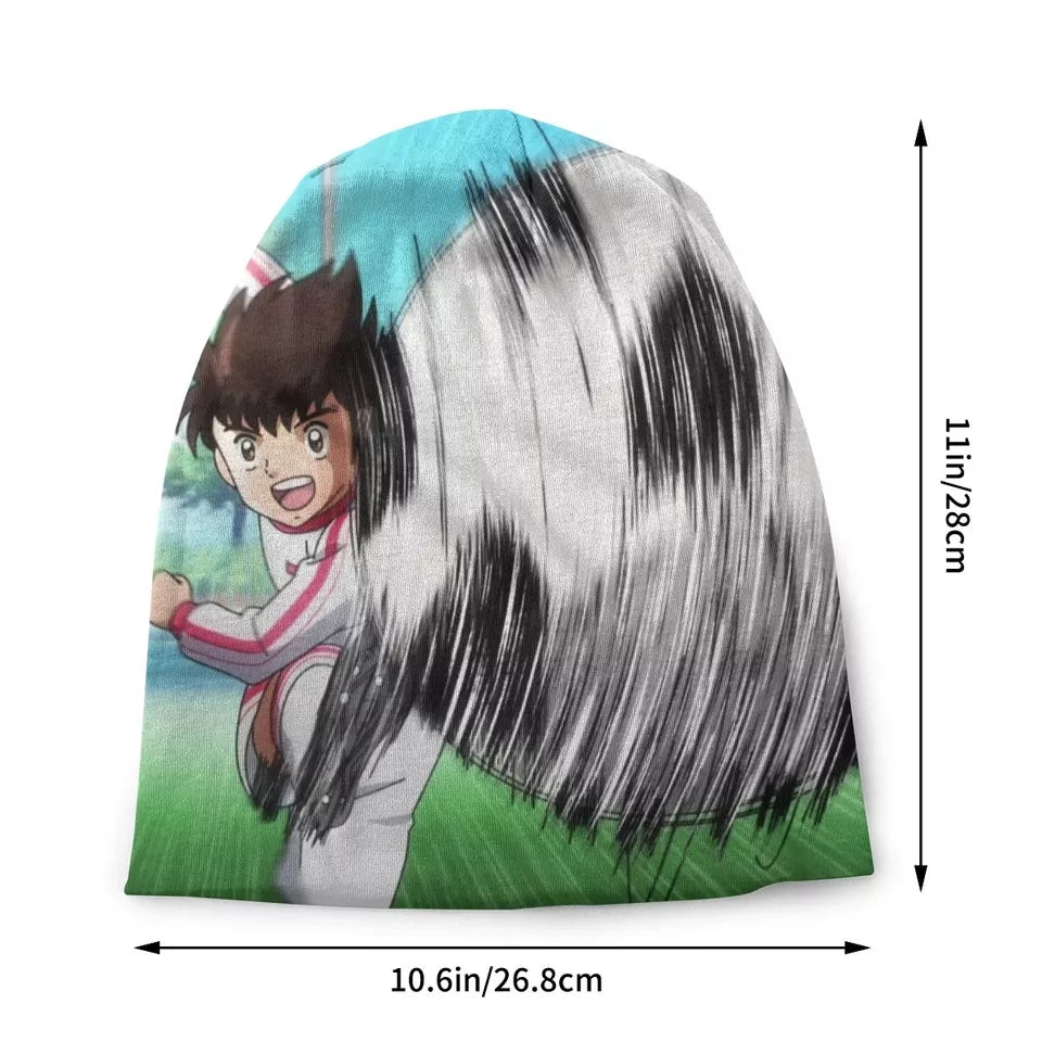 Bonnet captain tsubasa en tricot chaud protection sport d'hiver olive et tom