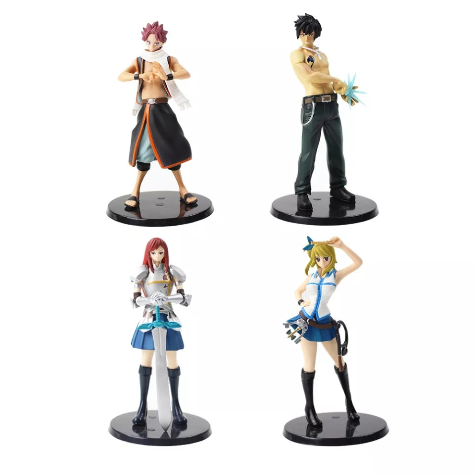 Figurines fairy tail lot de 4 pieces statuette collection manga 15 cm