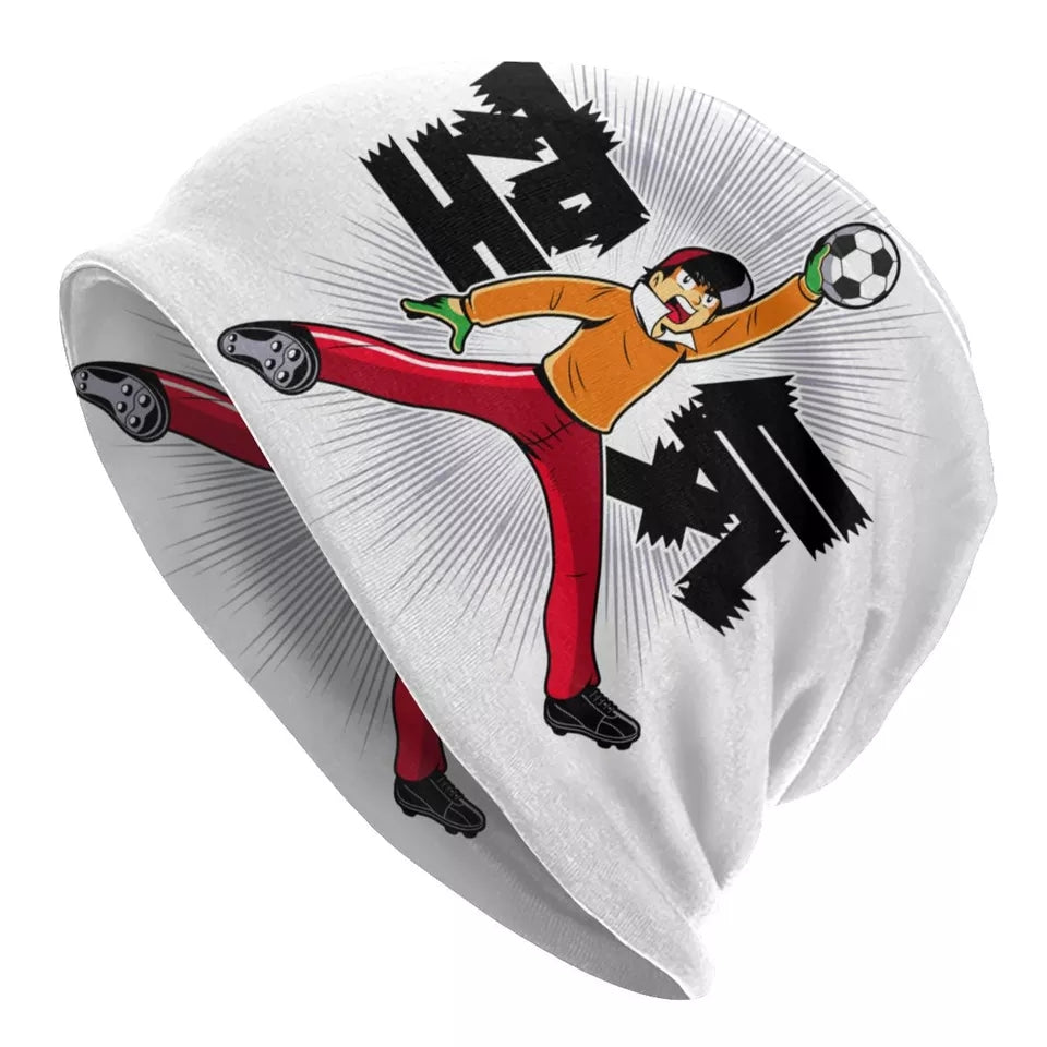 Bonnet captain tsubasa en tricot chaud protection sport d'hiver olive et tom