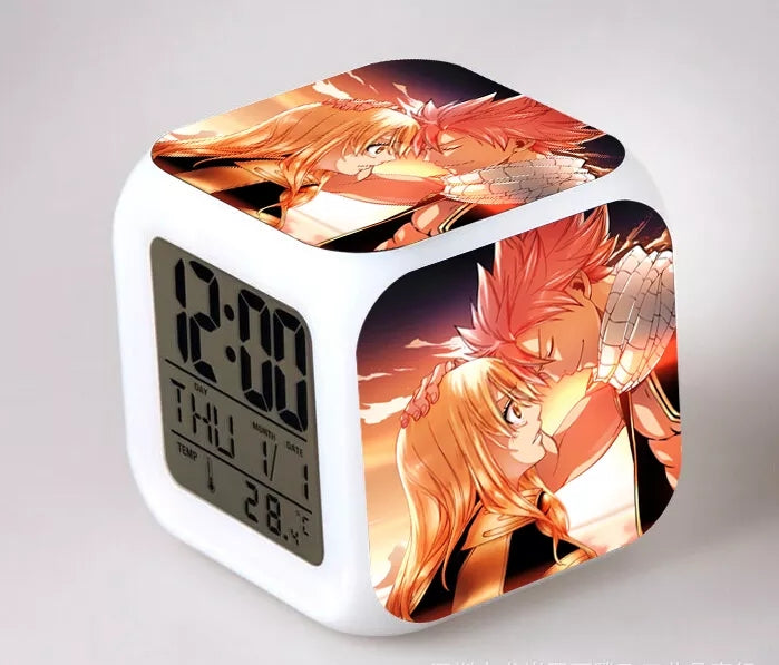 Fairy tail reveil led 7 couleurs fonction thermometre veilleuse decoration collection manga