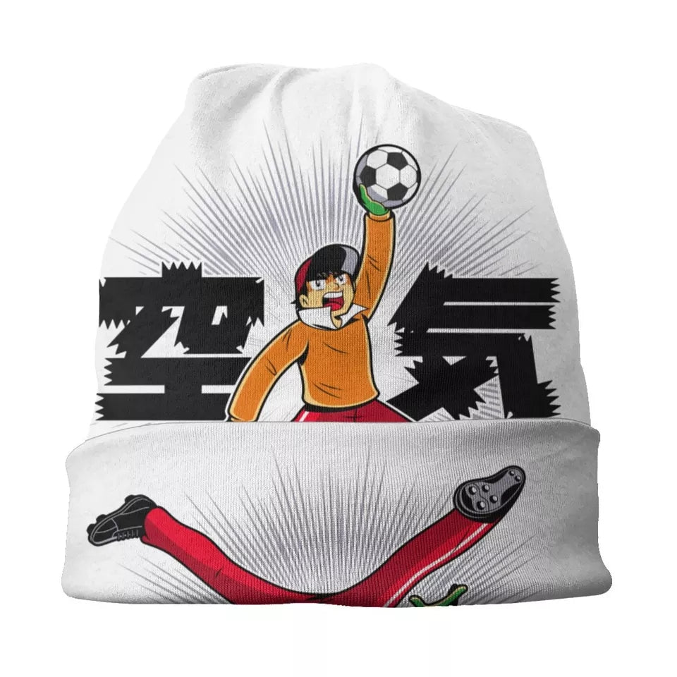 Bonnet captain tsubasa en tricot chaud protection sport d'hiver olive et tom