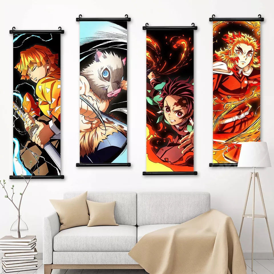 Toile demon slayer avec cadre deroulant 90×30cm