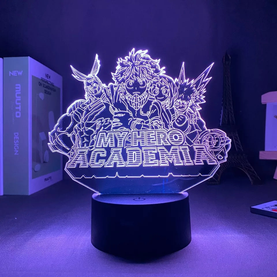 My hero academia veilleuse lampe led 16 couleurs avec telecommande