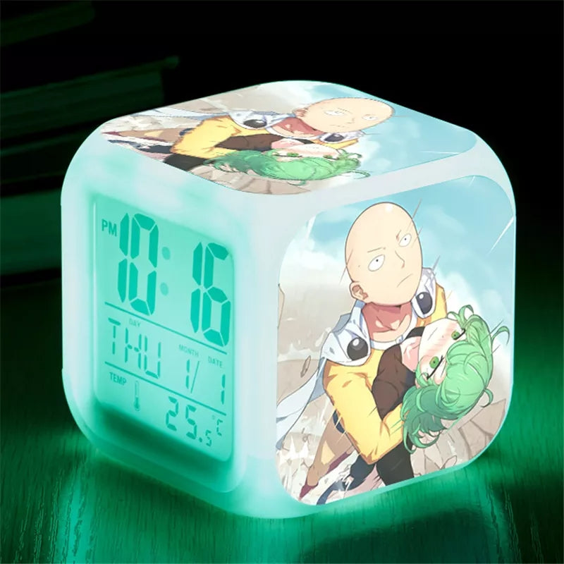 Reveil one punch man led 7 couleurs veilleuse et thermometre