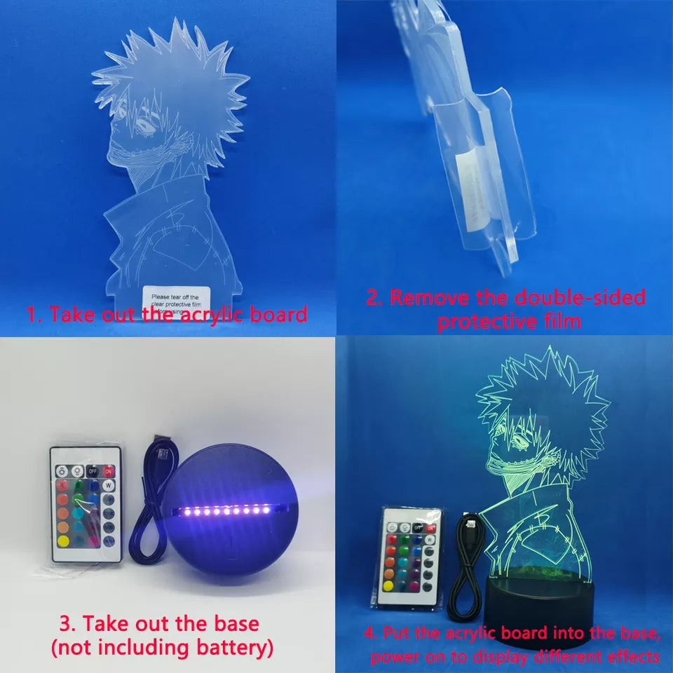 My hero academia veilleuse lampe led 16 couleurs avec telecommande