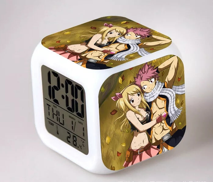 Fairy tail reveil led 7 couleurs fonction thermometre veilleuse decoration collection manga