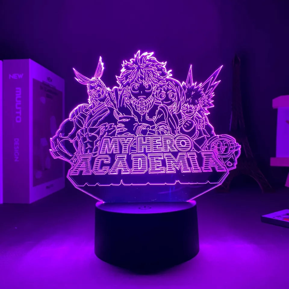 My hero academia veilleuse lampe led 16 couleurs avec telecommande