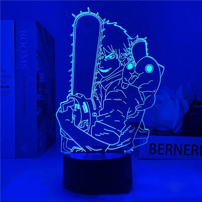 Chainsaw man veilleuse 16 couleurs lampe led 16 couleurs decoration collection manga denji power