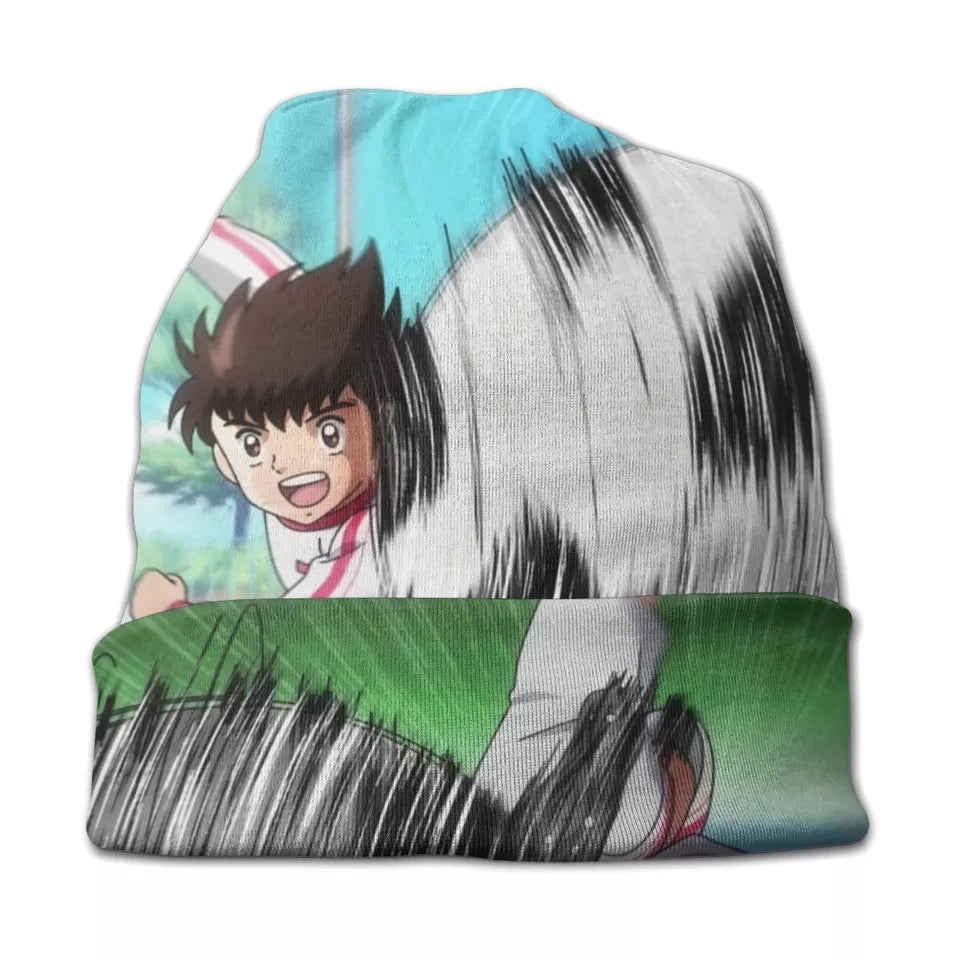 Bonnet captain tsubasa en tricot chaud protection sport d'hiver olive et tom