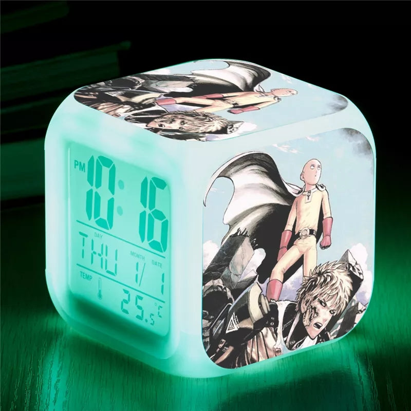 Reveil one punch man led 7 couleurs veilleuse et thermometre