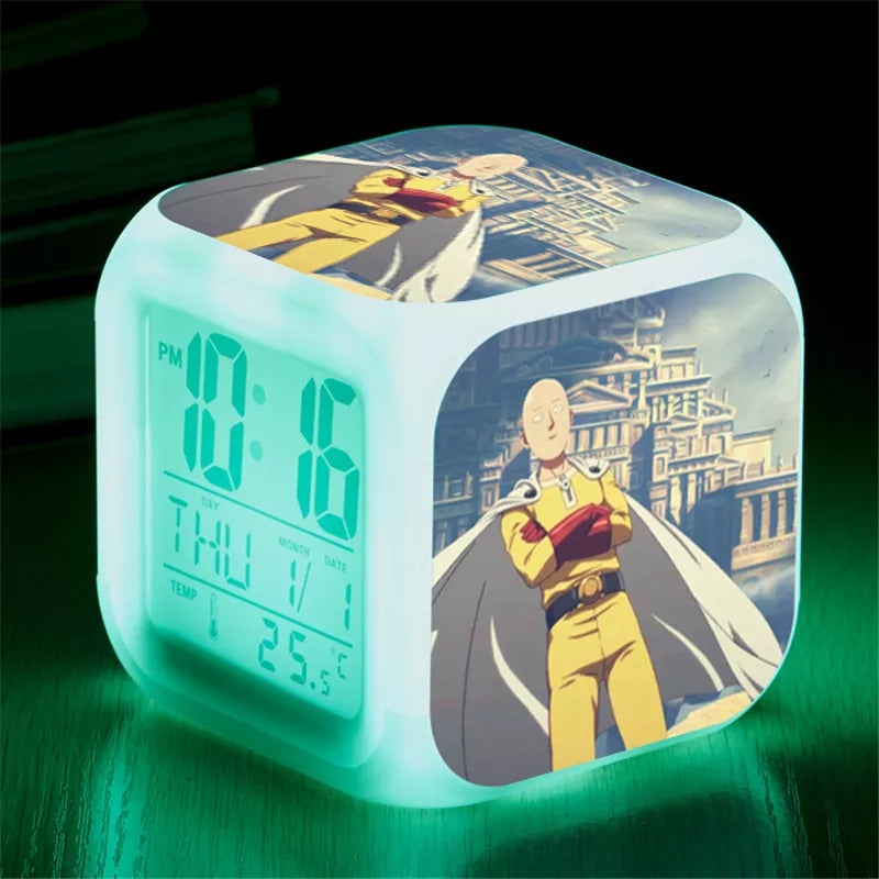 Reveil one punch man led 7 couleurs veilleuse et thermometre