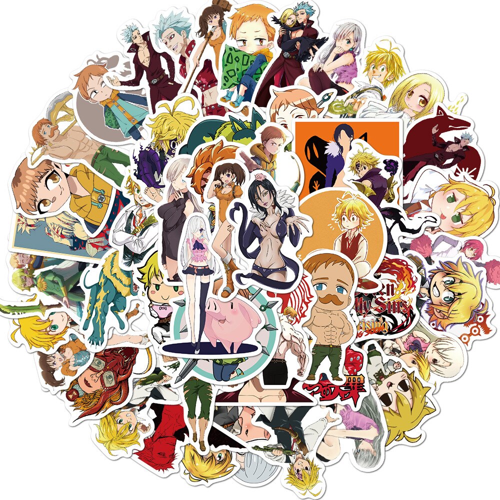 Stickers seven deadly seans 50PCS autocollant set Anime les 7 péchés capitaux Sins Vinyl