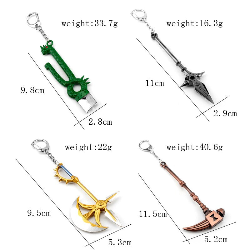 Porte clef  The Seven Deadly Sins arme miniature Weapon Keychains Meliodas Diane Harlequin Nanatsu No Taizai Axe Key Ring Key Chain Key