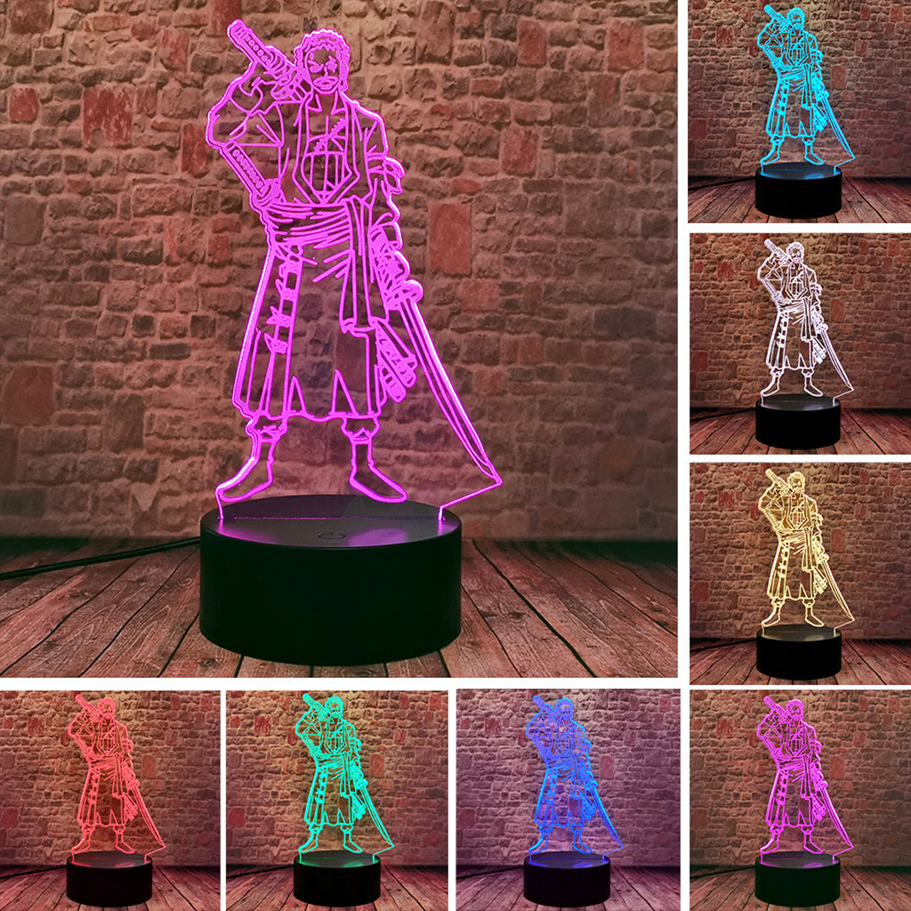 One Piece Monkey D Luffy Figure 3D Illusion LED Night Light Nightlight Touch Flash Light Desk Model Japan Anime Figure Toys