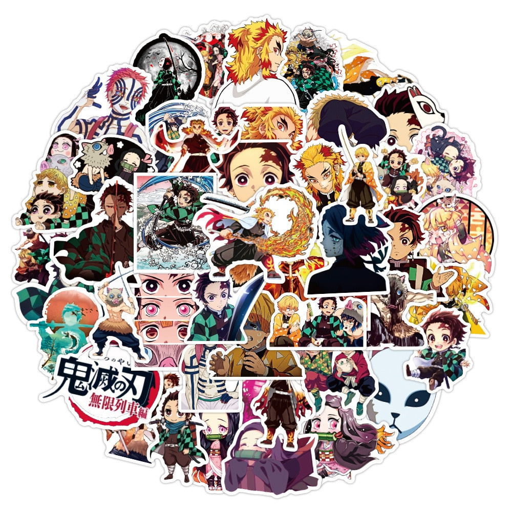 Stickers  Demon Slayer autocollants  Kimetsu No Yaiba Animé 50 pieces