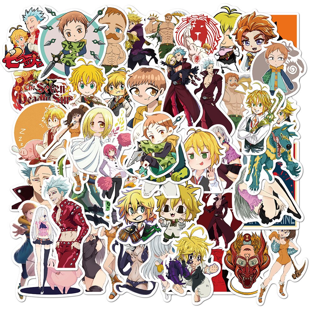 Stickers seven deadly seans 50PCS autocollant set Anime les 7 péchés capitaux Sins Vinyl