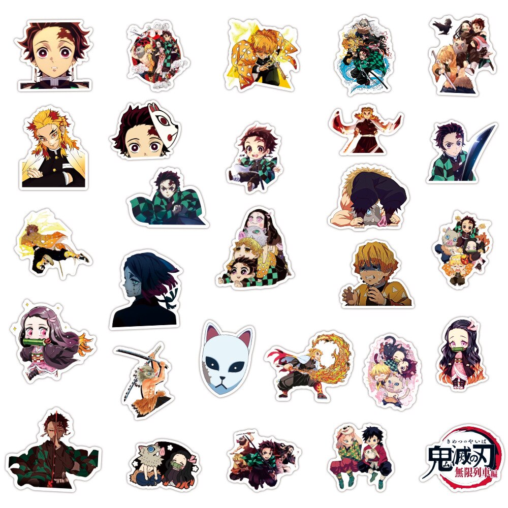 Stickers  Demon Slayer autocollants  Kimetsu No Yaiba Animé 50 pieces