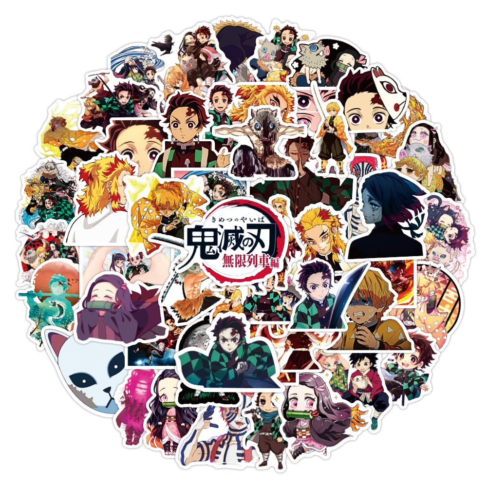 Stickers  Demon Slayer autocollants  Kimetsu No Yaiba Animé 50 pieces