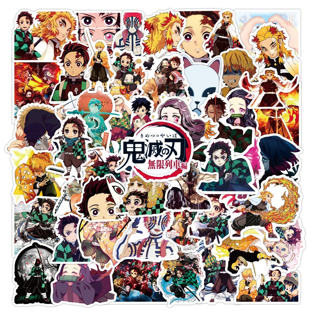 Stickers  Demon Slayer autocollants  Kimetsu No Yaiba Animé 50 pieces