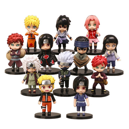 Figurines naruto lot de 12 statuettes collectoon manga sasuke kakashi gaara naruto sakura hinata jiraya itachi