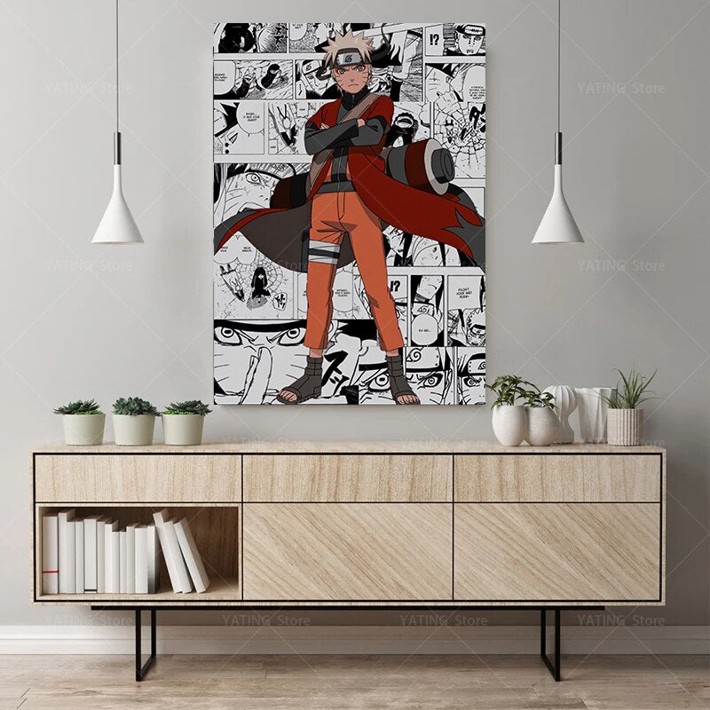 Naruto toile en cotton  Anime  Uzumaki Poster HD  Decoration Murale manga sans cadre