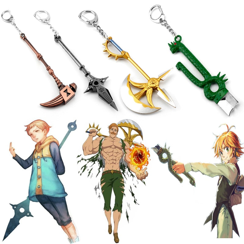 Porte clef  The Seven Deadly Sins arme miniature Weapon Keychains Meliodas Diane Harlequin Nanatsu No Taizai Axe Key Ring Key Chain Key