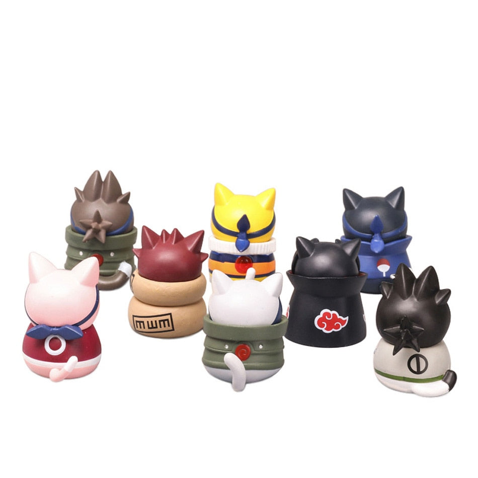 Figurines Naruto chat lot de 8 pieces Kawaii Mini Version PVC Model Action Doll Cartoon Toys 4cm