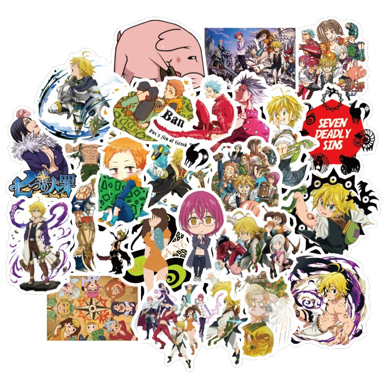 Stickers seven deadly seans 50PCS autocollant set Anime les 7 péchés capitaux Sins Vinyl