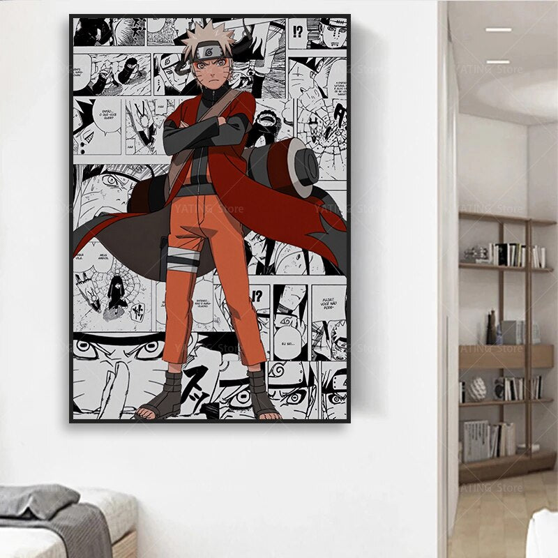 Naruto toile en cotton  Anime  Uzumaki Poster HD  Decoration Murale manga sans cadre