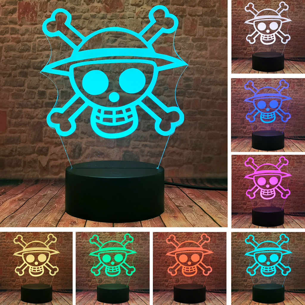 One Piece Monkey D Luffy Figure 3D Illusion LED Night Light Nightlight Touch Flash Light Desk Model Japan Anime Figure Toys