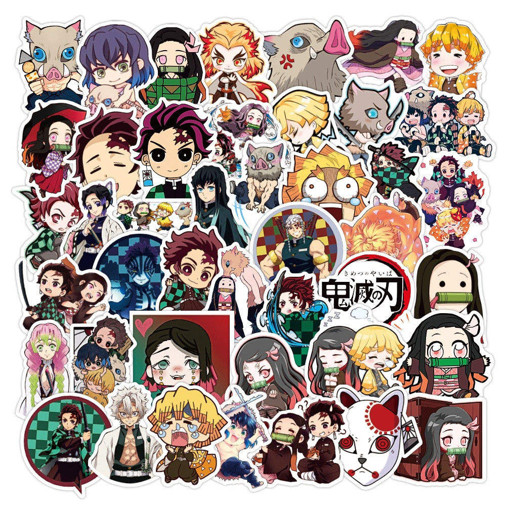 Stickers  Demon Slayer autocollants  Kimetsu No Yaiba Animé 50 pieces