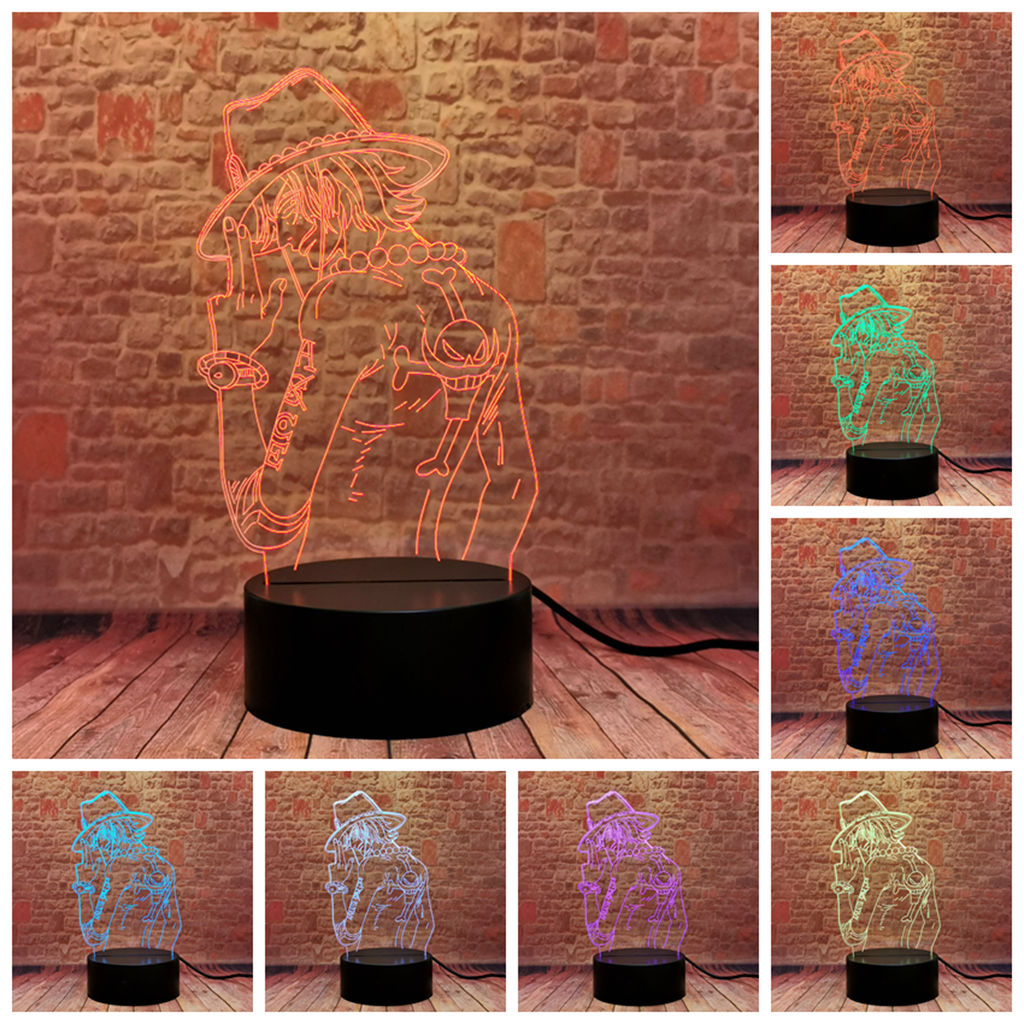 One Piece Monkey D Luffy Figure 3D Illusion LED Night Light Nightlight Touch Flash Light Desk Model Japan Anime Figure Toys