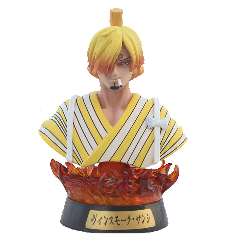 Veilleuse one piece figurine led buste Luffy Zoro Sanji Kimono Ver. Head bust Portrait  pvc Action Figure Model Toys