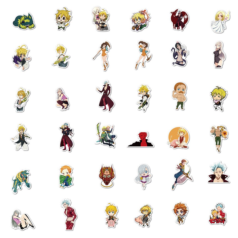 Stickers seven deadly seans 50PCS autocollant set Anime les 7 péchés capitaux Sins Vinyl