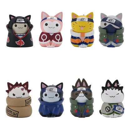 Figurines Naruto chat lot de 8 pieces Kawaii Mini Version PVC Model Action Doll Cartoon Toys 4cm