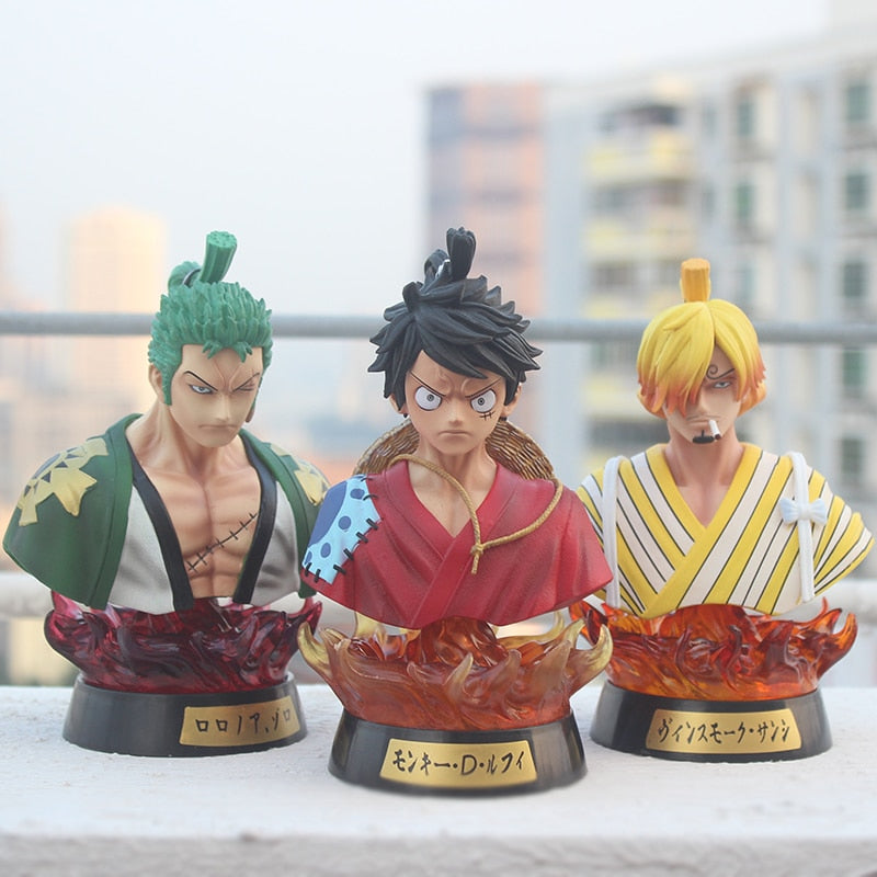 Veilleuse one piece figurine led buste Luffy Zoro Sanji Kimono Ver. Head bust Portrait  pvc Action Figure Model Toys