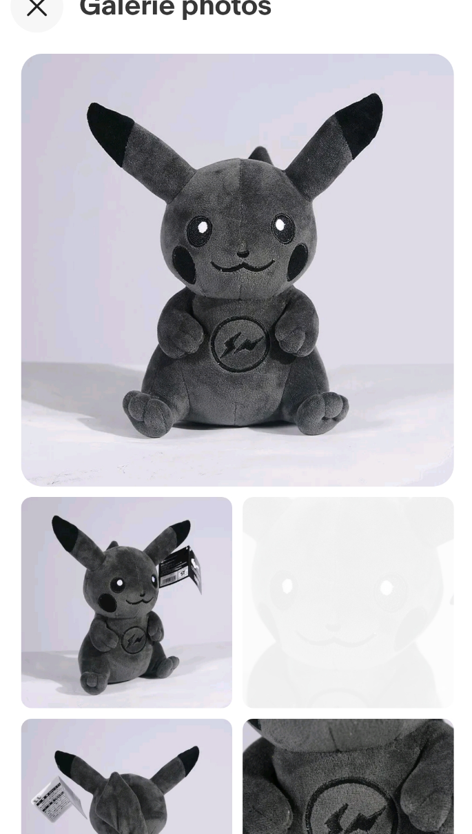 Pokemon peluche pikachu black 25 cm doudou