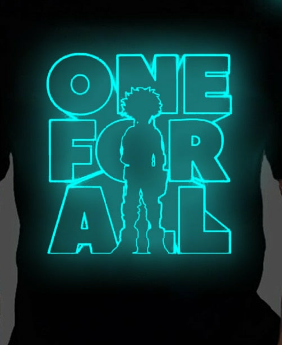 T-shirts My Hero Academia phosphorescent mixte one for all  Luminous Printing T Shirt Men Women Leisure One for All My Hero Boku No Hero Anime