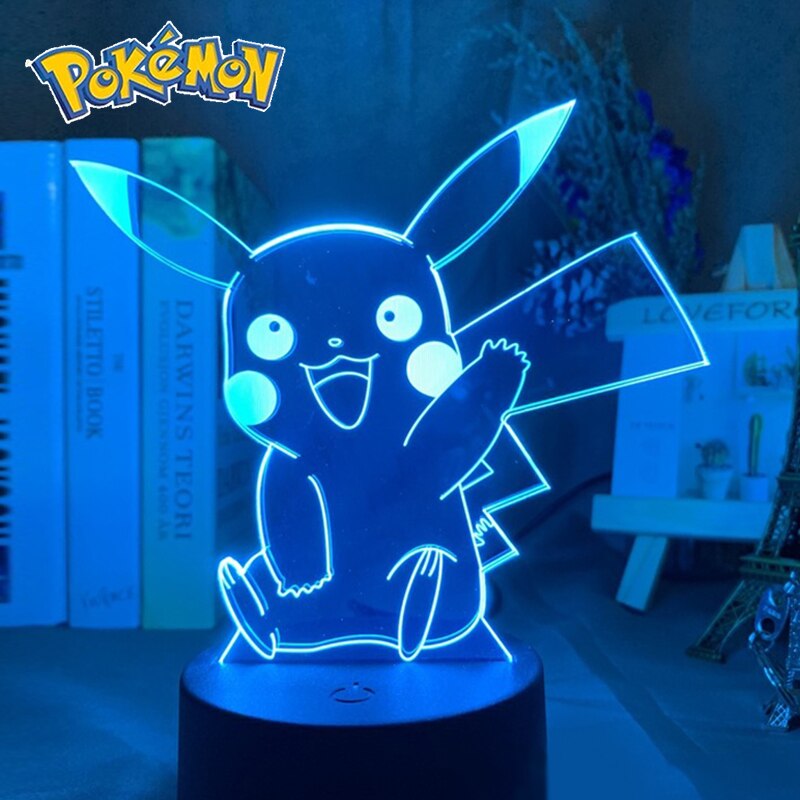 Pokemon veilleuses 7 ou 16 couleurs avec telecommande Pikachu LED Night Light Creative Gift  Decoration manga Character Lamp Children's Birthday